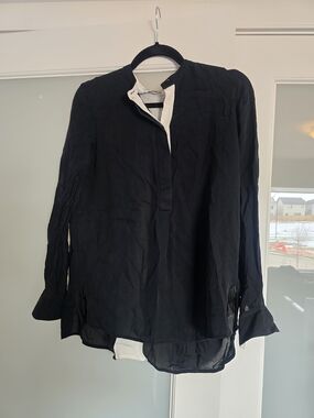 Vince Black Blouse with White Trim